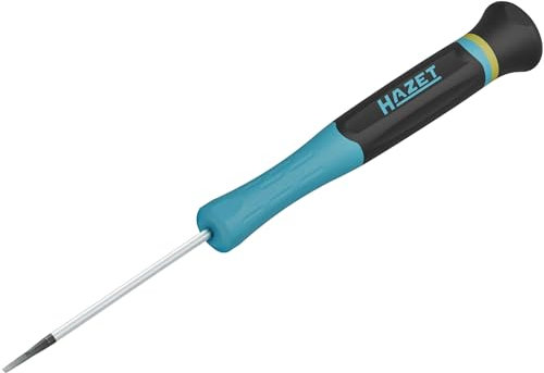 HAZET Elektronik Schraubendreher 811EL-015, SW 0,2 x 1,5 mm Schlitz Profil, für kleinste Schrauben, drehbarer Zentrierknopf, sicherer Halt durch breite Griffrillen