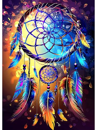 AIRDEA Traumfänger Diamond Painting Erwachsene, DIY 5D Bunt Diamant Painting Bilder, Bastelset Erwachsene Frauen als Haus Wanddeko 30x40 cm