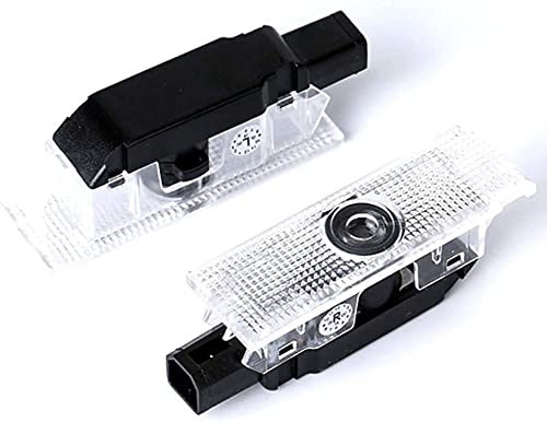 Duleutgnu 2pcs Autotürbeleuchtung Willkommenslogo Ghost Shadow Definition Autodekoration LED Autotüren Eingangslichter 3D Emblem Lampe Glaslinse (Weiß + Buchstabe)
