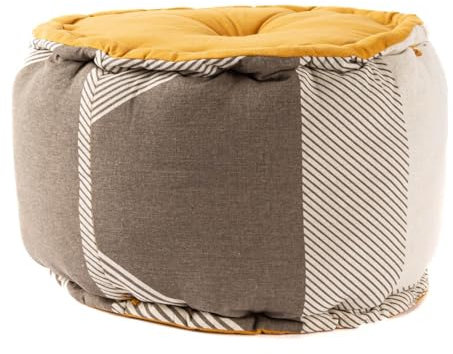 SCHÖNER LEBEN. Sitzkissen Pouf Sirius aus Baumwolle gelb Taupe beige 40x40x28cm