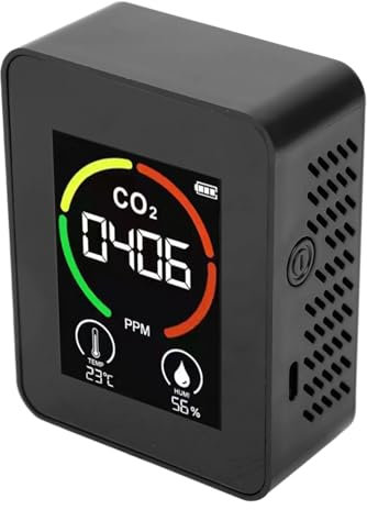 Détecteur de CO2 Capteur TVOC Moniteur de Dioxyde de Carbone avec Affichage Couleur Chargement USB Testeur de qualité de L'air Portable pour Bureau à Domicile, Usine, Hôpital