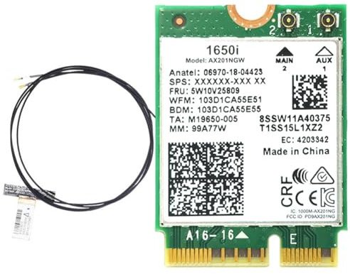 Giwnhvx 1650i AX201NGW WiFi Card+2xAntenna 3000Mbps WIFI6 2.4G/5G Dual-Band Cnvio2 Bluetooth 5.1 WiFi Adapter for Win10/Win11