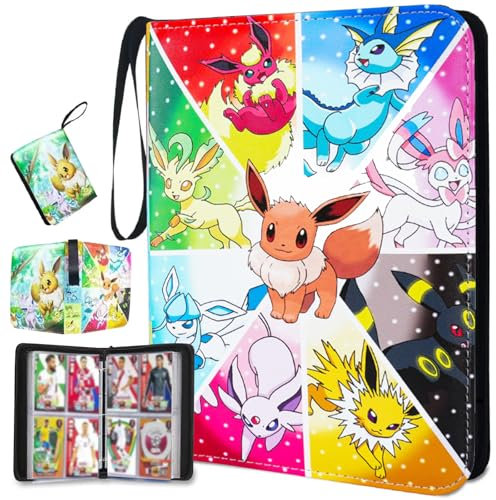 Karten Sammelalbum, 50 Seiten 400 Karten Kapazität Sammelkarten Album, 4 Taschen Card Collection Sammelheft Ordner, Tragbarer Wasserdichter Kartenhalter für Kinder Geschenk