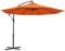 Outsunny 3(m) Garden Banana Parasol Cantilever Umbrella with Crank Handle, 8 Ribs and Cross Base for Outdoor, Hanging Sun Shade, Orange