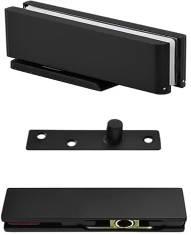 Charnière de porte en verre, charnière pivotante for porte de douche, 1 jeu de charnières de porte en verre, charnières pivotantes à tampon hydraulique, pinces à verre en acier inoxydable brossé, pinc