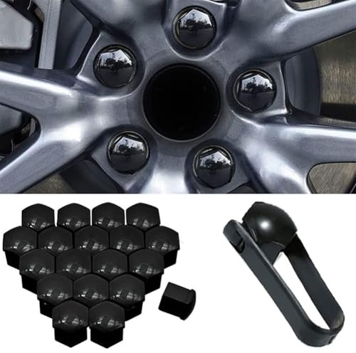PAPEP 20 pcs Tapas de Tuercas Rueda Coche para Hyundai New 5 Seats Santafe 2006-2010, Cubierta Tuerca NeumáTico Hexagonales Tornillos Llantas Llantas Perno,Black-21mm