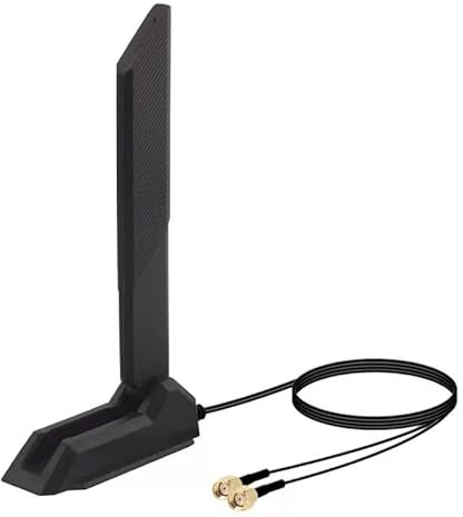 WiFi 6 6E Antenna con Connettori RP-SMA | Antenna Esterna Tri-Band 6/5.8/2.4GHz 12dBi | Amplificatrice di Segnale per ASUS Rog Strix, Scheda Madre WiFi per Gaming Gigabyte Aorus