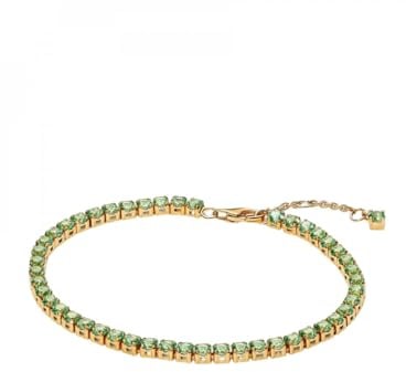 PANDORA Damen-Tennisarmband Hellgrün Goldfarben 561469C02