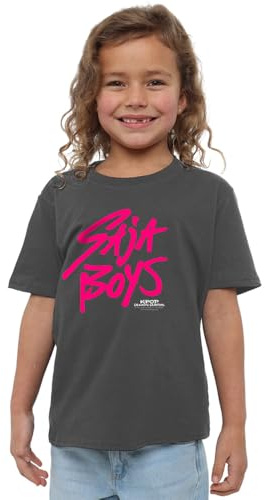Kpop Demon Hunters Unisex Kids K-pop Demon Hunters - Saja Boys Pink Logo Kids T Shirt, Black T-Shirt