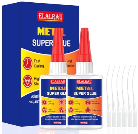 Colla istantanea per metallo extra forte 100g, ELALRAU Colla Super Forte per Metalli, trasparente colla metallo per acciaio, rame, alluminio, ferro, resistente all’acqua e al calore