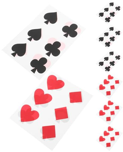 Mikinona 48 Stück 48-teiliges Poker Sticker Selbstklebend Wasserfest Party Dekoration Kartenspiel Aufkleber für Becher Flaschen Laptop Skateboard Teens Erwachsene