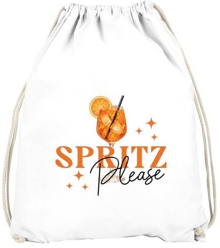 MoonWorks® Turnbeutel Spruch Lustig - Spritzmädels- Gruppenoutfit Gadget Accessoires Party JGA Fasching Karneval Gymbag Weiss unisize