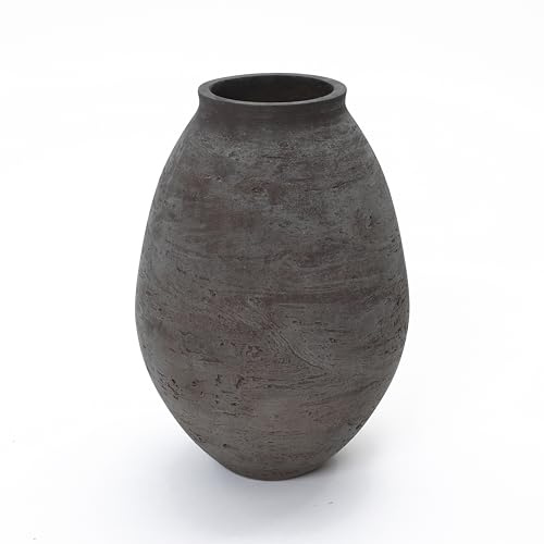 Hometopia Vase Groß Braun 32,5 cm – Rustikale Betonvase im Wabi-Sabi Stil, Große Bodenvase aus Zement für Pampasgras & Trockenblumen, Handgefertigte Dekovase