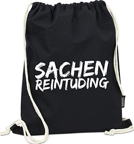 Hashtagstuff® Turnbeutel mit Sprüchen Designs auswählbar Kordel Schwarz Spruch Rucksack Jutebeutel Sportbeutel Gymbag Beutel Hipster Sachenreintuding