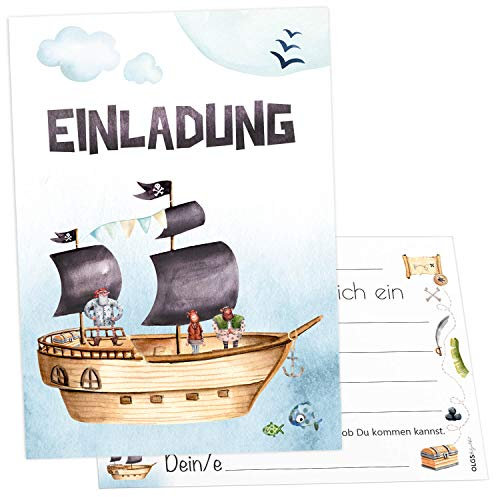 Olgs Einladungskarten Kindergeburtstag Bauernhof, 12er Set mit Umschlägen, Ziege, Ente und Pferd, liebevoll illustriert, zum Ausfüllen für Jungen & Mädchen