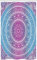 ABAKUHAUS Ombre Schmaler Duschvorhang, Mandala-Muster, Badezimmer Deko Set aus Stoff mit Haken, 120 x 180 cm, Blau Weiß und Violett