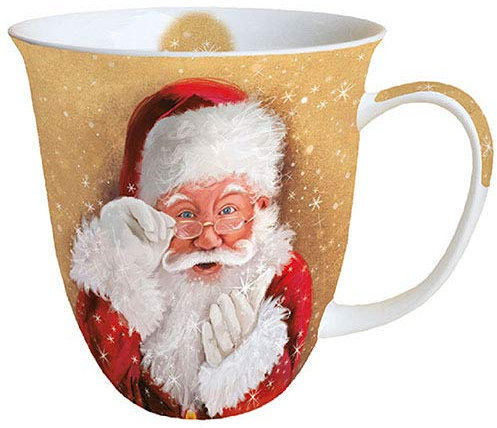 Ambiente - Taza de porcelana (400 ml, para té o café, diseño de Papá Noel