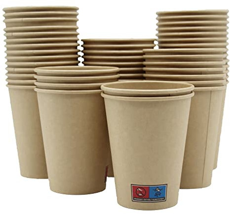 BAMI EINWEGARTKEL | Pappbecher | Kaffeebecher | Einwegbecher | Braun, Pappe Kraftpapier, 12oz. 300ml | NACHHALTIG | 100 Stück