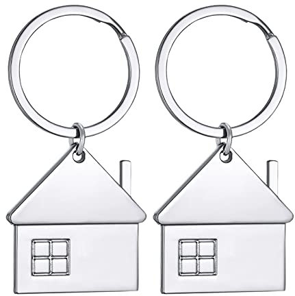 Opopark 2 Pieces Home Keychain, House Keyring, Matching Keyring New Home Housewarming Celebration Gifts for Friends Couples and Family