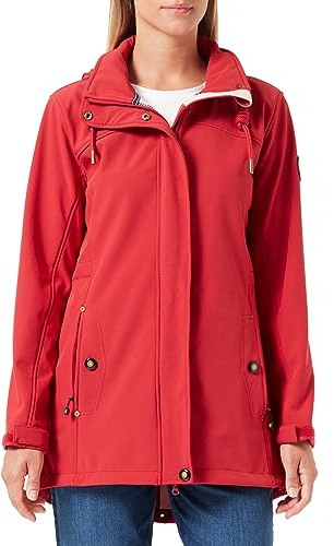 Ankerglut Damen Softshellmantel Kurzmantel mit Kapuze Gefüttert Übergangsjacke #ankerglutbrise Softshelljacke, red, 50