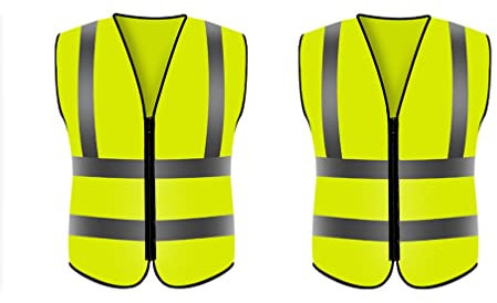 HOUSON 2 Stück Warnwesten, Reflektierende Sicherheitswesten 360° Reflektierend für KFZ Pannenhilfe, Autofahrern Fahrern Arbeitskräften