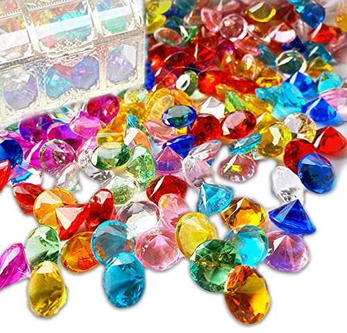 Duyteop 275 Stück Acryl Diamant Edelsteine Kinder, Acryl Diamant Edelsteine Set, Bunt Acryl Edelsteine, Bunt 20mm Juwelen, Piratenschatz Spielzeug Für Schwimmen Sommer Tauch Spielzeug Kinder