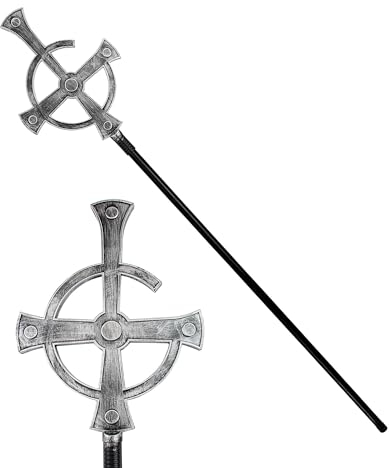 W WIDMANN MILANO Party Fashion 16789 - Priesterstab mit Kreuz, 145 cm, Bischof, Papst, Pfarrer, Spazierstock, Accessoire, Karneval, Halloween