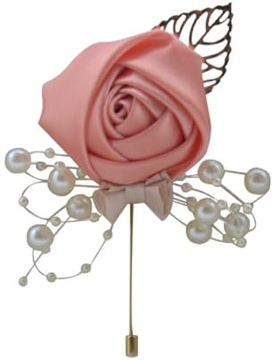 QOKLIYUI Broche nostalgique Vintage, beauté intemporelle pour Tout événement, épingles de en Tissu pour Mariage, Broche à Fleurs, Corsage, Poudre de pêche