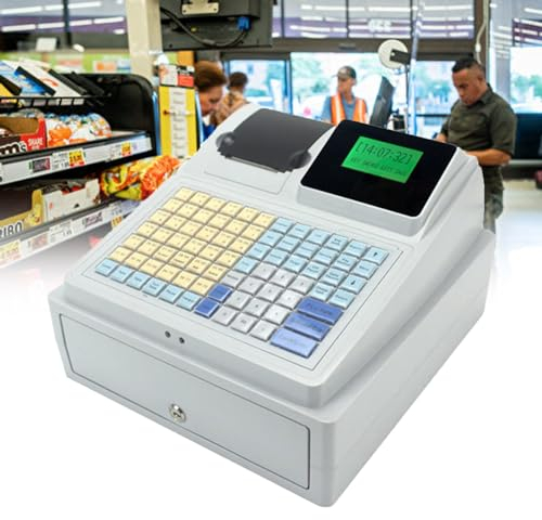 ZIXIAOS Elektronische Registrierkasse, Registrierkasse Für Kleine Unternehmen, Kassensystem, Elektronische Registrierkasse Mit 81 Tasten Für Kleine Unternehmen/Einzelhandel/Restaurants