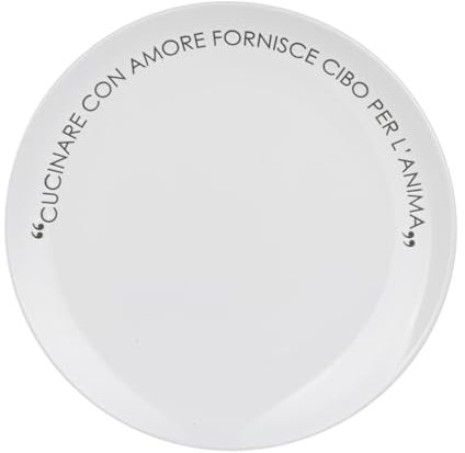 KASANOVA Piatto piano bianco con scritta 27 cm in stoneware