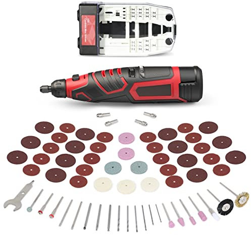 12-VRotations-Multifunktionswerkzeug, 6 Variable Geschwindigkeiten, Einhandbedienung, 74 Zubehörteile für Holz, PVC, Metall, Kompakter, Schneller Zubehörschalter für