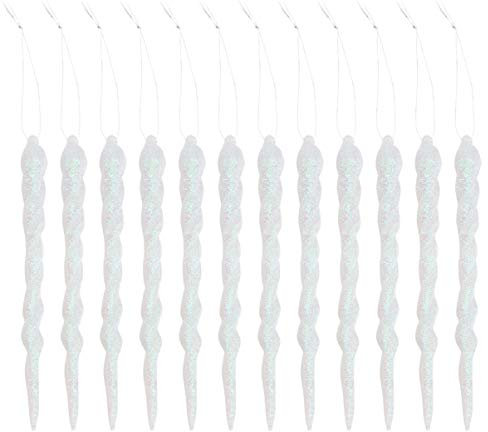 MAGICLULU 12stücke Teiliges Plastik Eiszapfen Anhänger Transparent DIY Hänge-Ornamente Christbaumschmuck Schneeflocken Deko Für Winterfest Und Hausdekoration