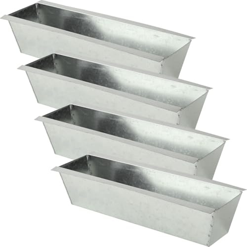 Ideoon 4er-Set Premium Pflanzkasten für Europaletten aus verzinktem Metall, Paletteneinsatz mit 3 Ablauflöchern, Blumenkasten für Palettenmöbel, Silber