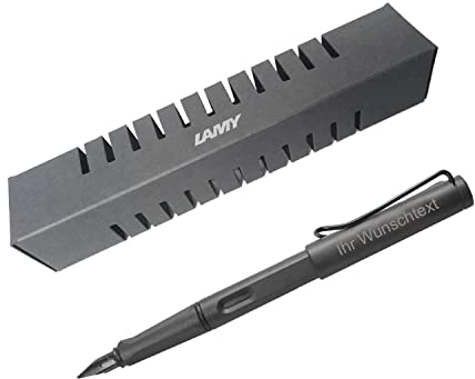 Lamy Füllhalter safari Modell 017, Feder LH, Farbe umbra (matt schwarz), inkl. Laser-Gravur