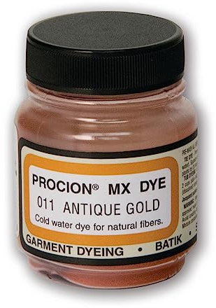Jacquard Procion MX Tie Dye Powder Antique Gold, 2/3 Ounce Jar for Fabric and Clothing, Permanent and Washfast