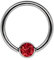 Titan Ring in 1,2 x 11 mm als Lippenbändchen Piercing mit flachem Stein in 4 mm Ø, rot