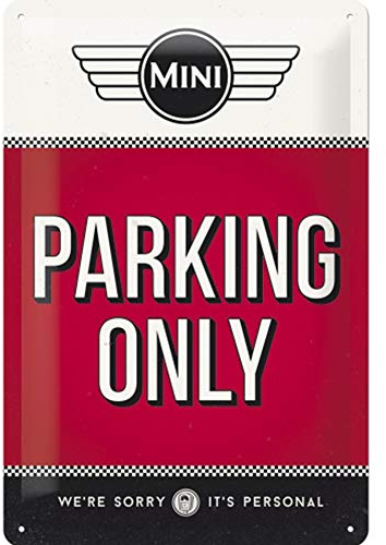 Nostalgic-Art Retro Tin Sign – Mini – Parking Only Red – Gift idea for Cooper fans, Metal Plaque, 20 x 30 cm