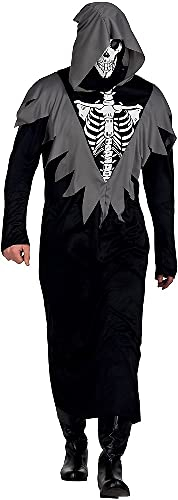 Boland - Erwachsenen-Kostüm Skelett-Wächter, Kapuzenanzug und Maske, verschiedene Größen, Sensen-Mann, Karneval, Mottoparty, Halloween