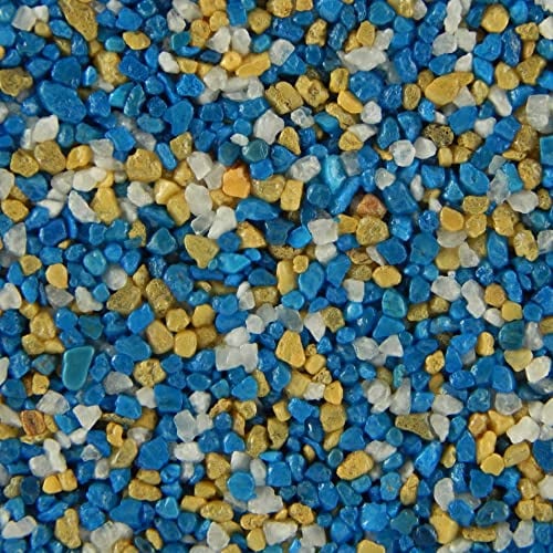 Terralith Buntsteinputz 15kg in blau-gelb-weiß, Sockelputz für Innen und Außen mit Reinacrylat Bindemittel aus Naturstein, 1-2mm Körnung (BSP14)