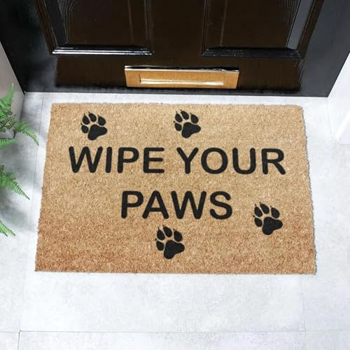 Artsy Mats - Wipe Your Paws Doormat - Features Tufted Coconut Fibre - Non-Slip Rubber Backed Doormats - Heavy Duty, Decorative OutDoormats, (60x40cm)