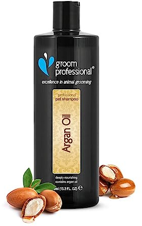 GROOM PROFESSIONAL Argan Oil Dog Shampoo - Nourishing & Repairing Shampoo for Dogs - Soothing Relief for Sensitive Dry or Itchy Skin - Restores Damaged Coat w/Vitamin E to Prevent Matted Coats, 450ml