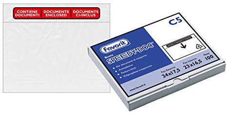 Favorit confezione da 100 Buste Adesive per Spedizioni formato esterno 24x17,5 in Polietilene, Tipologia C5