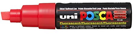 Uni Posca PC-8K Textmarker, Keilspitze, fluoreszierendes Rot, 6er-Packung