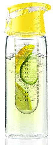 Asobu Révolutionnaire Pur Fruit Saveur 2 Go Eau Infuseur Bouteille - Jaune 590ml
