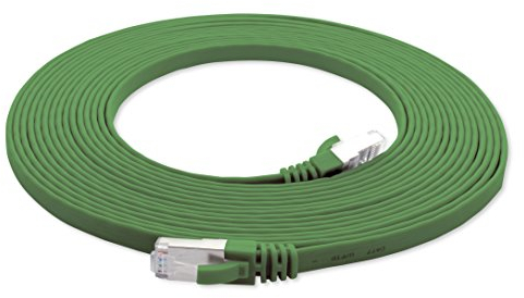 3,0 m - grün - 1 Stück Cat7 Flachkabel Netzwerkkabel Cat 7 Rohkabel Gigabit Lan (10Gbit/s) Flachbandkabel Verlegekabel Patchkabel Flach Slim Rj 45 Stecker Cat6a