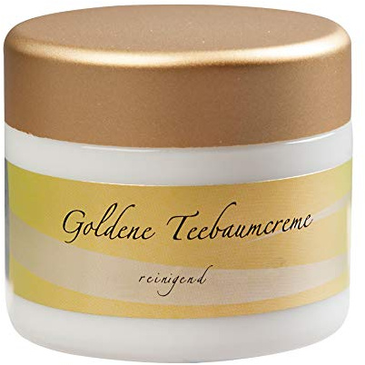 chi-enterprise Goldene Teebaumcreme I Klärende Creme zur schonenden Pflege mit Sandelholz Jojoba Mandelöl & Traubenkernöl I Verwöhnende Hautpflege für ein ebenmäßiges Hautbild I 50ml
