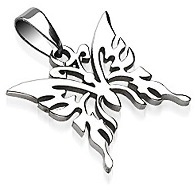 Bungsa Schmetterling Anhänger für Halsketten Edelstahl silber für Damen und Herren (Kettenanhänger Pendant Anhänger Charm Beads Chirurgenstahl Schmuck)