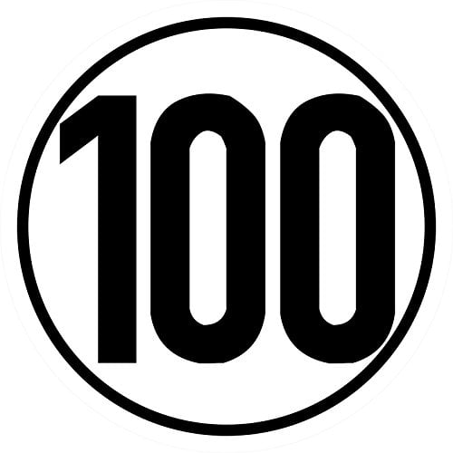 Geschwindigkeitsschild 100 km/h, 20cm nach §58 StVZO, Folienaufkleber zur Anbringung Karosserie aussen, Aufkleber, Geschwindigkeit, rund, für Traktor, LKW, Rollstuhl,
