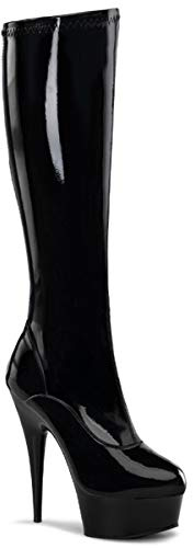 Pleaser Damen DELIGHT-2000 Peeptoe Sandalen, Schwarz Blk STR Pat Blk, 37 EU