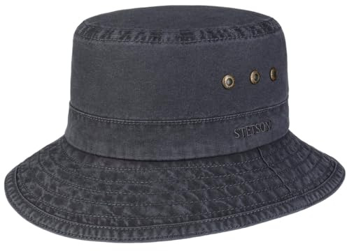 Stetson Reston Casual Hat Ladies Men Sustainable Organic Cotton Floppy Packable Fishing Hat UV Protection 40 Plus Spring Summer Navy